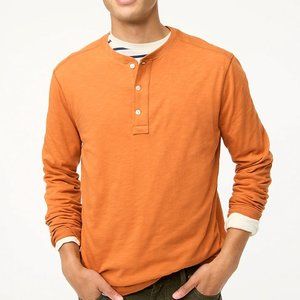 J. Crew Long Sleeve Henley in Slub Cotton New Pale Clay Orange XS Nonbinary NWT